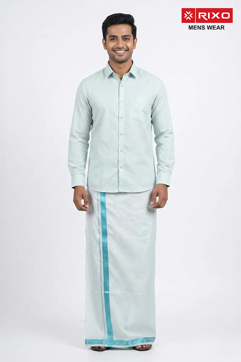 Cotton Shirt with Dhoti Set for Men (2-Pcs Set) CLMDS13SEA44
