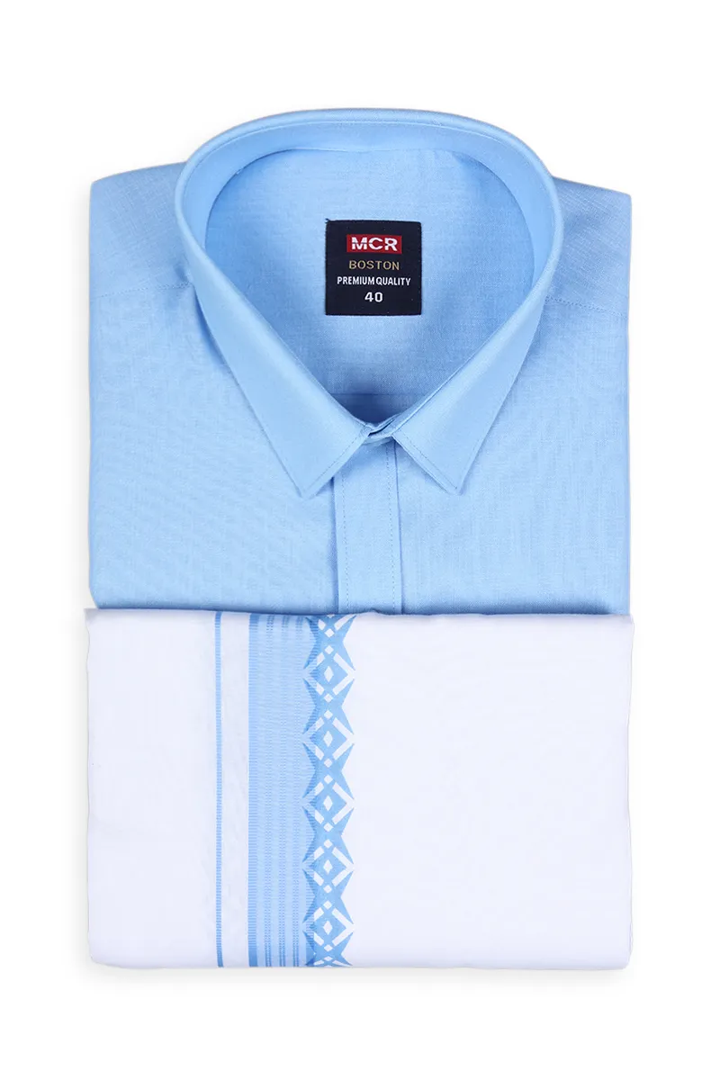 Cotton Shirt with Fancy Border Dhoti Set for Men (2-Pcs Set) CLMDS16LIG38