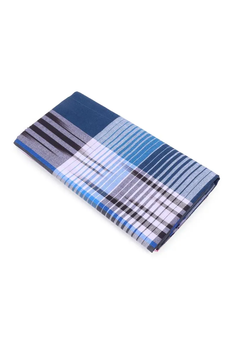 Men's Cotton Checkered Stitched Lungi - 2.20 MTR