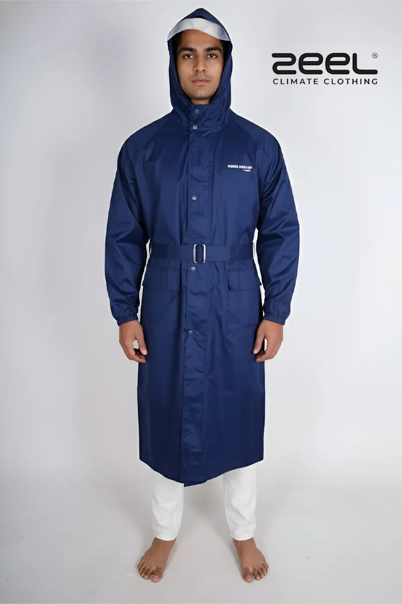 Waterproof High Neck Polyester Rain Jacket for Men CLMRJ03BLU48