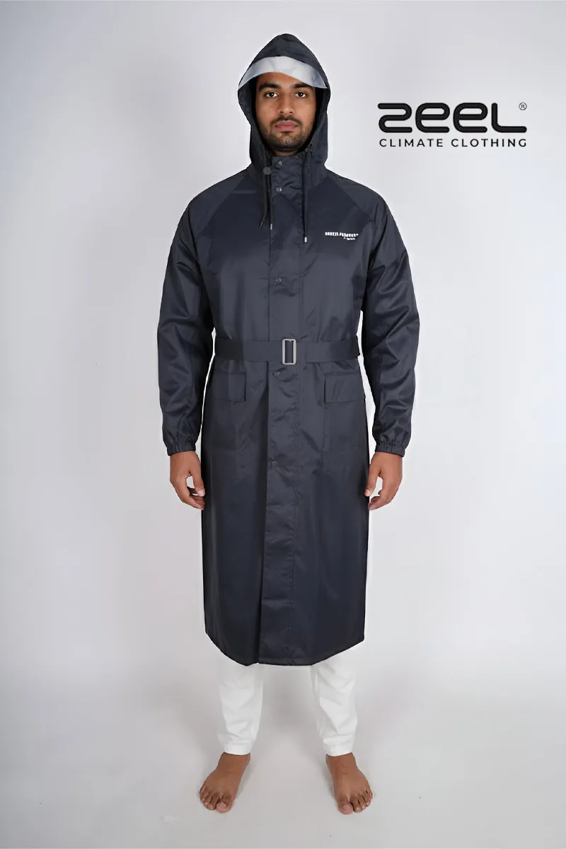 Waterproof High Neck Polyester Rain Jacket for Men CLMRJ03GRE50