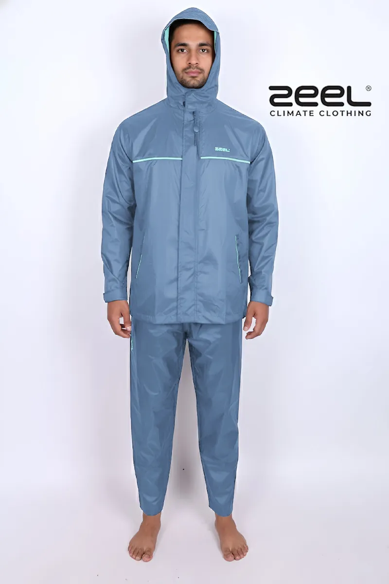 Men's Polyester Solid Raincoat Set 