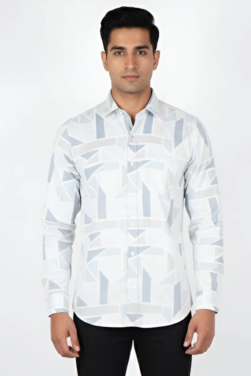 Men's Abstract Print Cotton Shirt CLMSH024MUL38