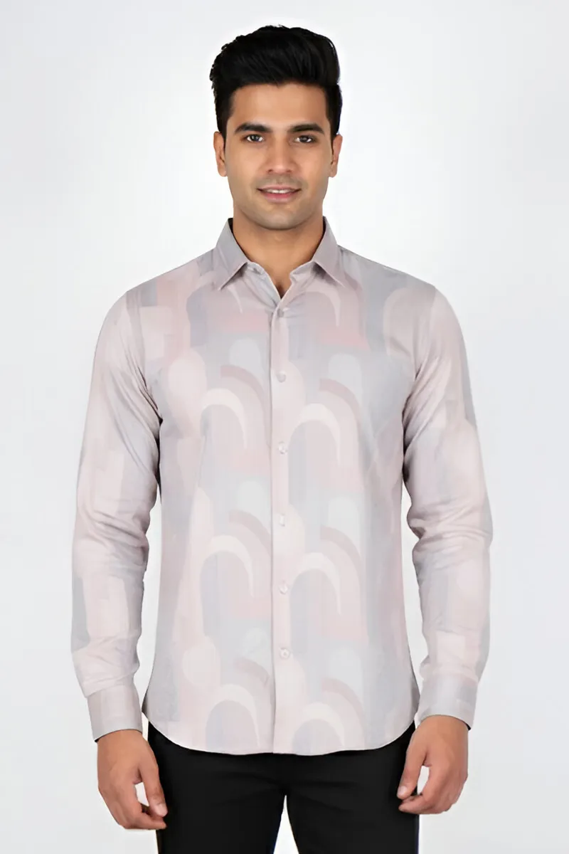 Men's Abstract Print Cotton Shirt CLMSH025MUL40