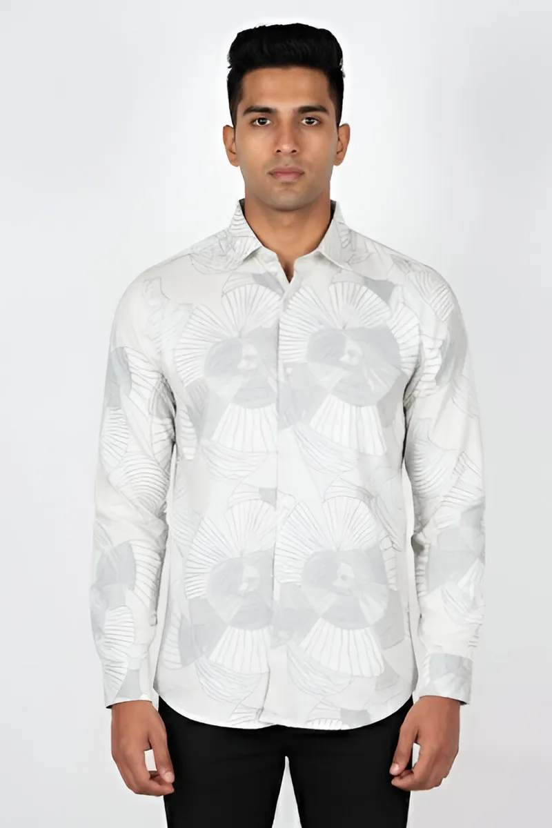 Men's Abstract Print Cotton Shirt