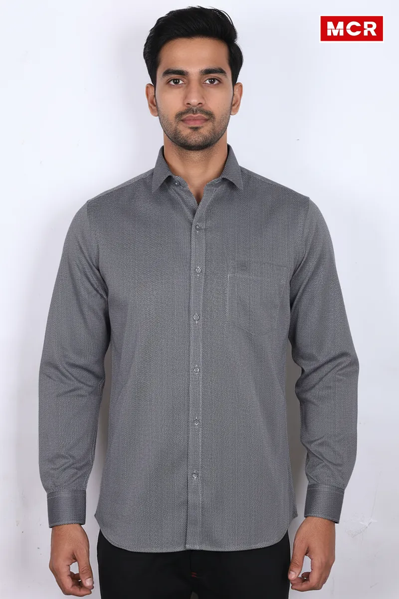 Men's Cotton Textured Full Sleeve Shirt CLMSH029GR40