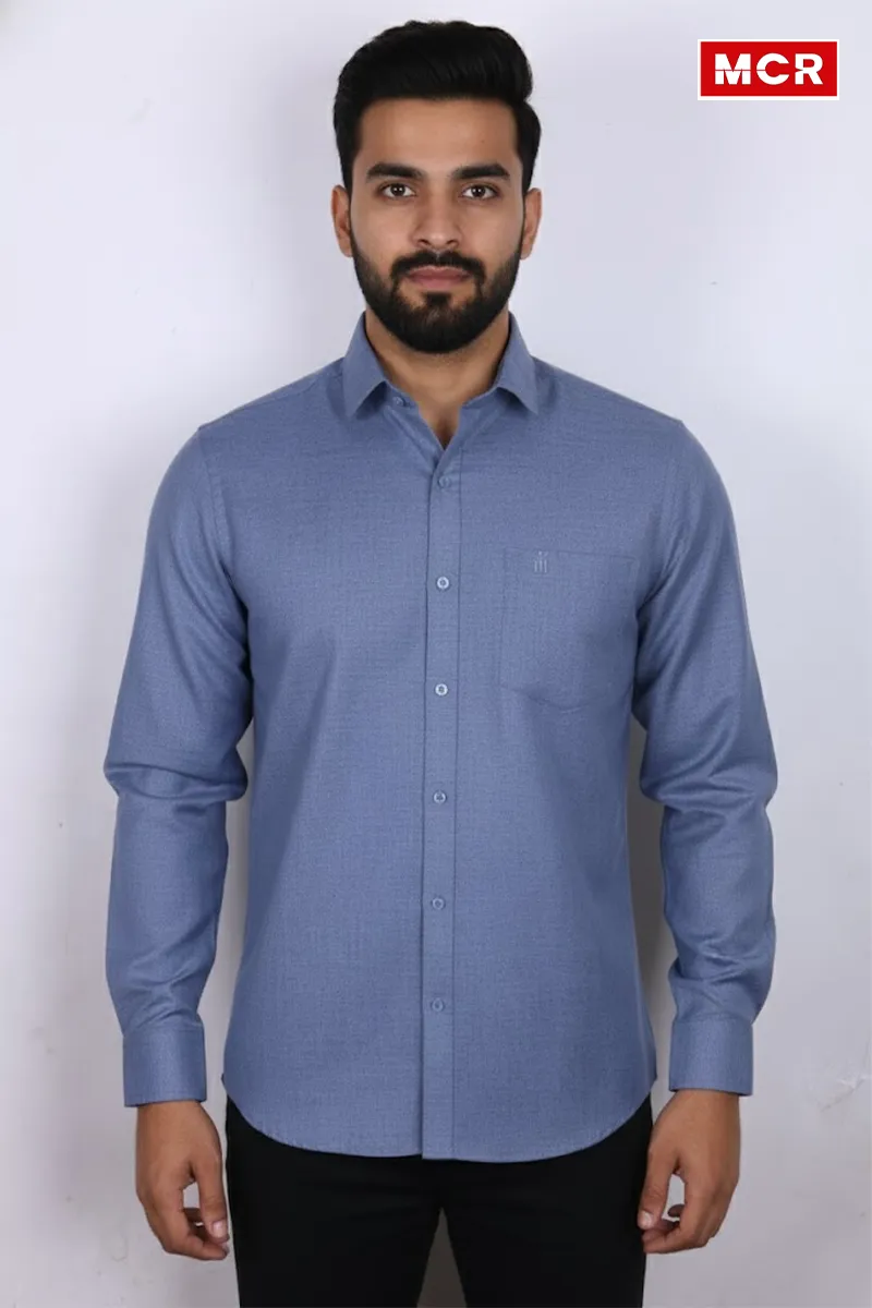 Men's Pure Linen Full Sleeve Shirt CLMSH031BLU44