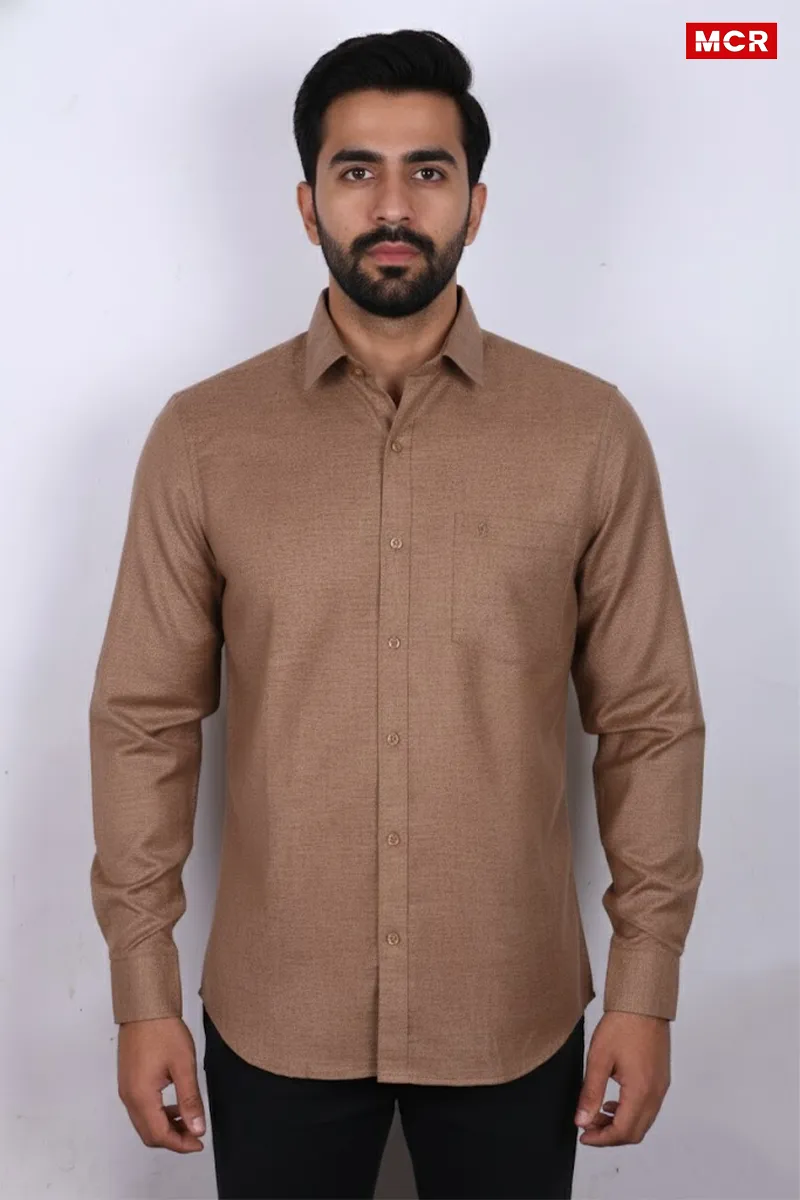 Men's Pure Linen Full Sleeve Shirt CLMSH031BRO42