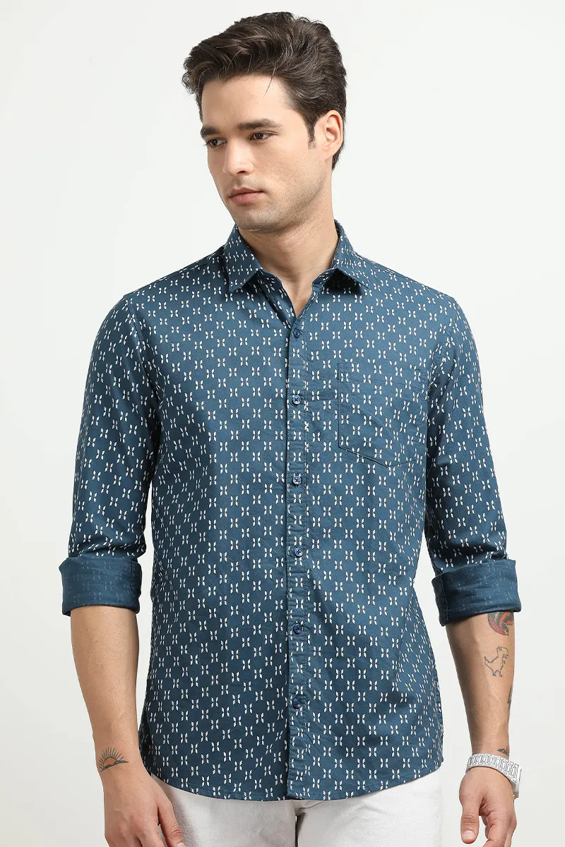 Men's Cotton Slim Fit Printed Shirt 