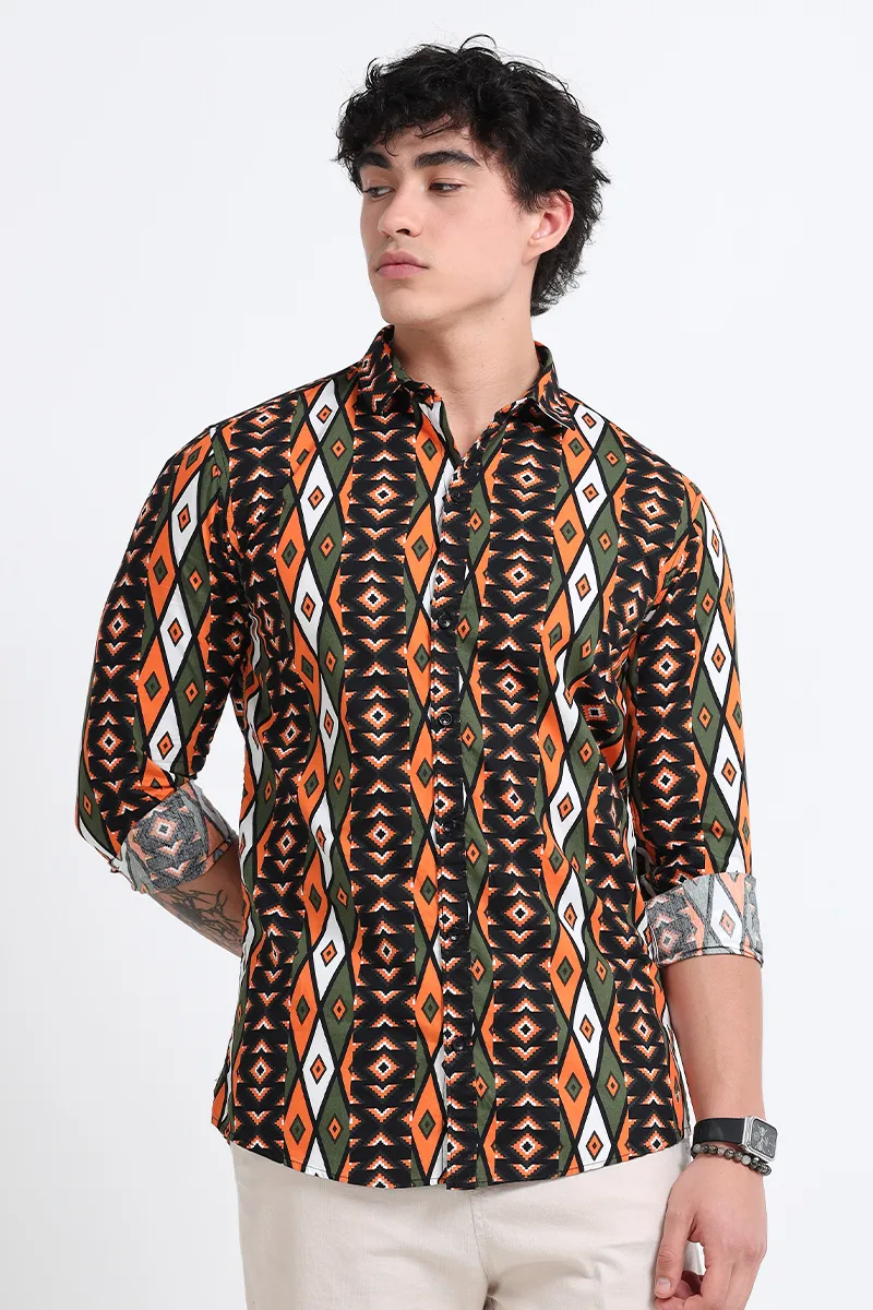Men's Cotton Slim Fit Printed Shirt 