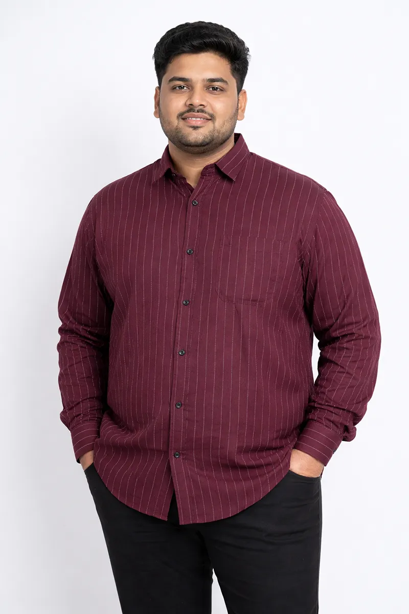 Men's Cotton Striped Plus Size Shirt CLMSH056MAR2XL