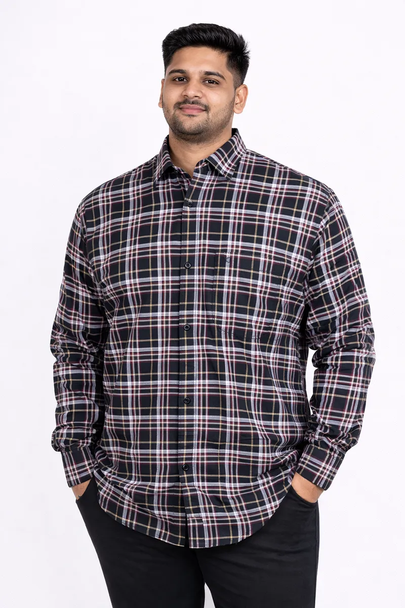 Men's Cotton Plus Size Checkered Casual Shirt