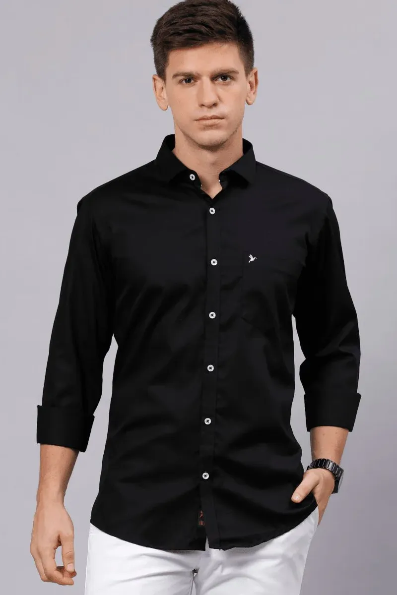 Men's Solid Cotton Full Sleeve Stain Proof Shirt  CLMSH060BLA44
