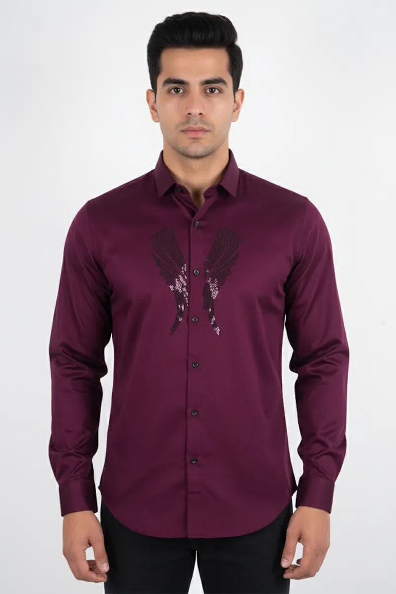 Men's Satin Self Designed Shirt CLMST010MAR44