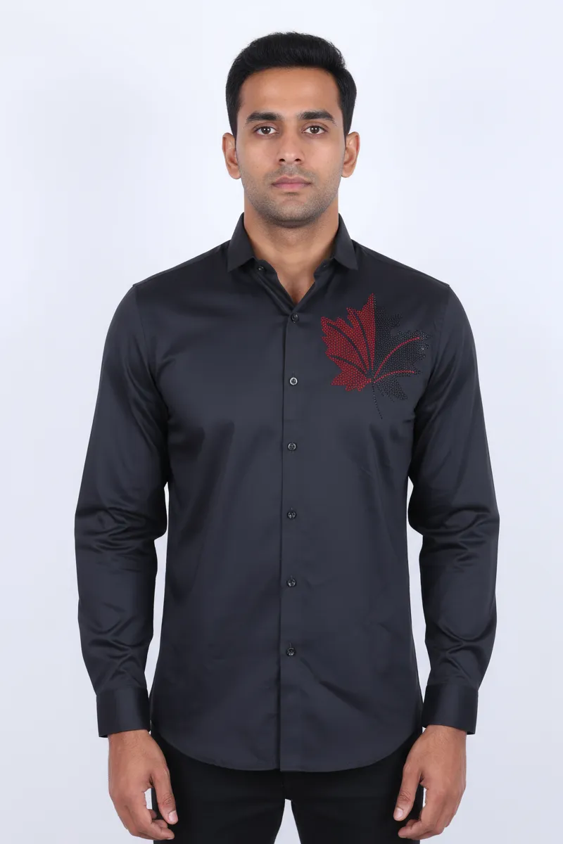 Men's Satin Self Designed Shirt CLMST013GRE38