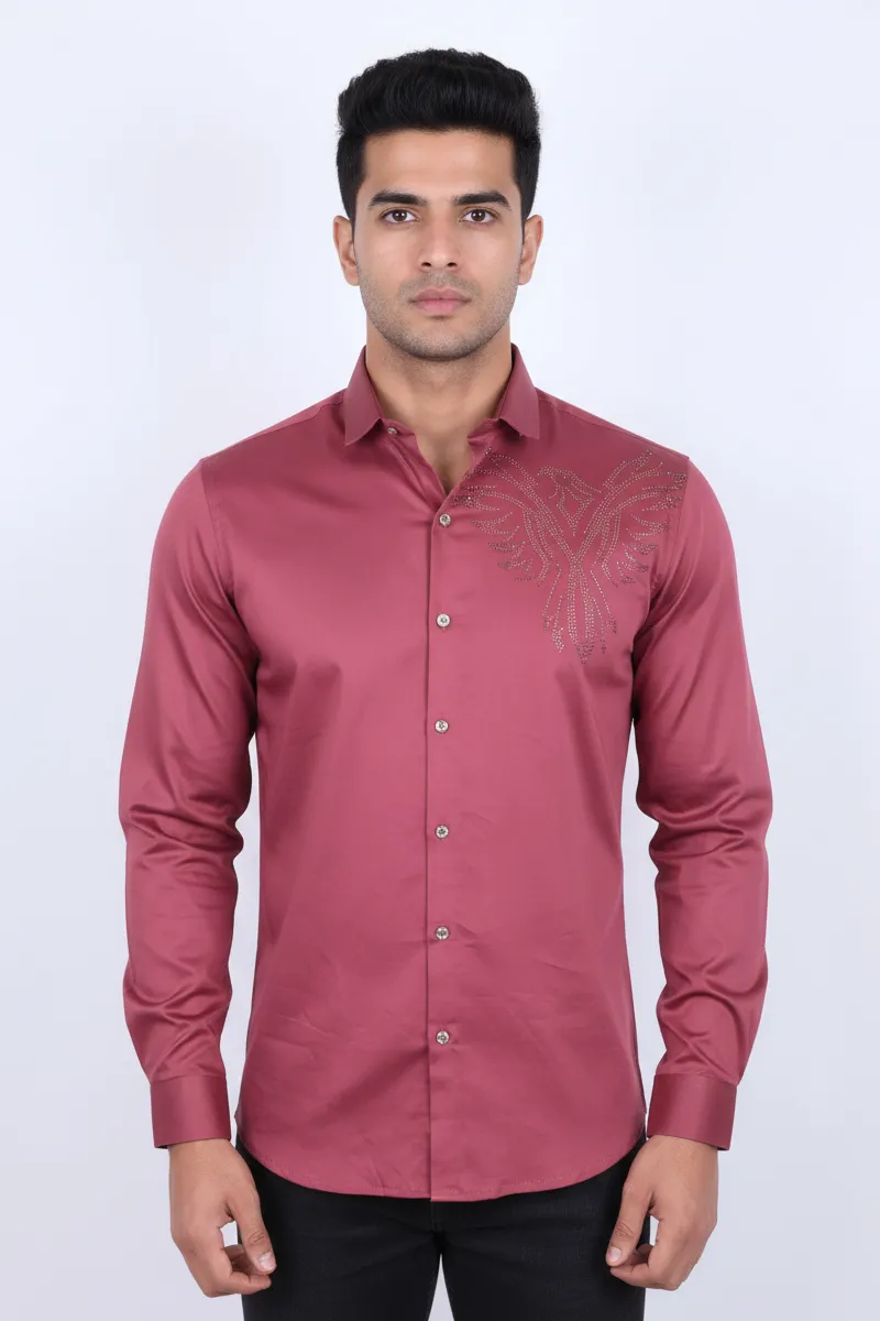 Men's Satin Self Designed Shirt