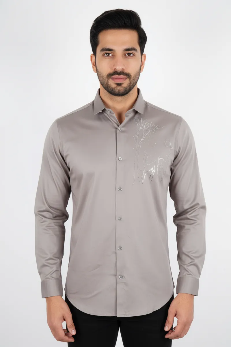 Men's Satin Self Designed Shirt