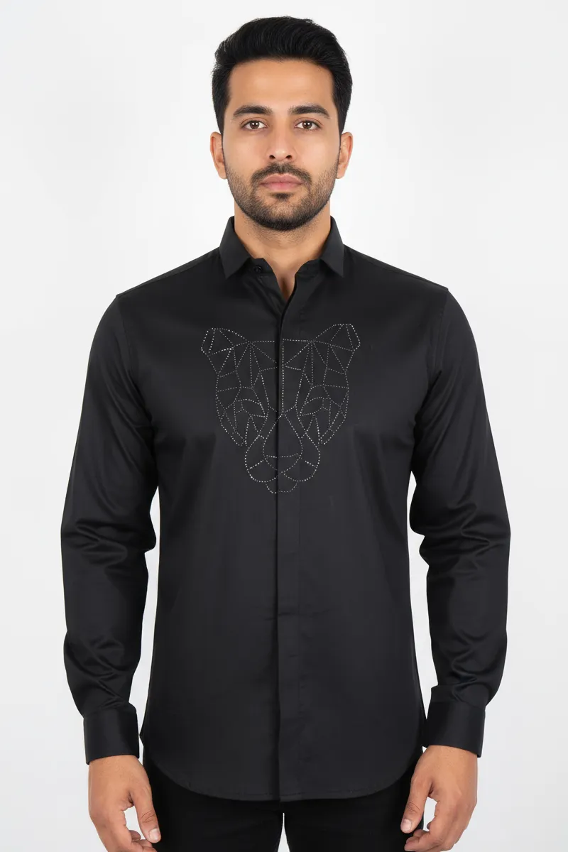 Men's Satin Self Designed Shirt