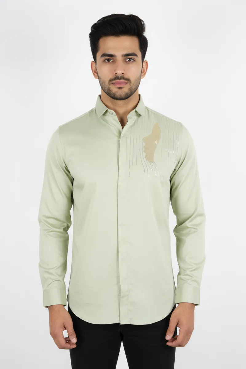 Men's Satin Self Designed Shirt