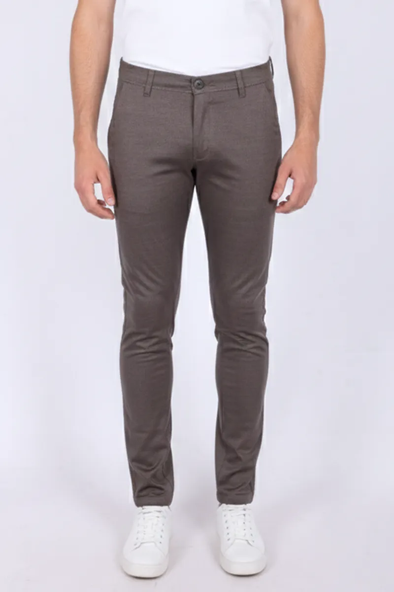 Men's Cotton Blend Regular Fit Textured Trousers CLMT19GRE36