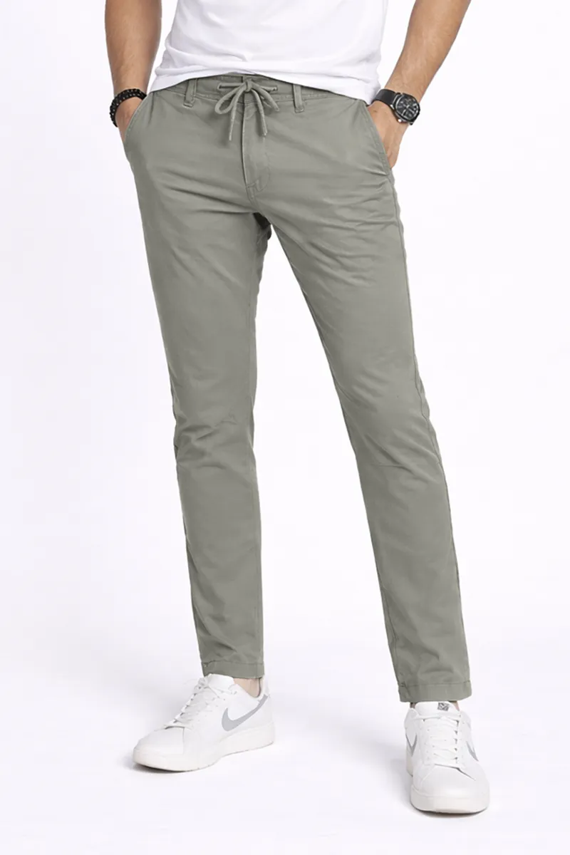 Men's Cotton Blend Regular Fit Soild Trousers