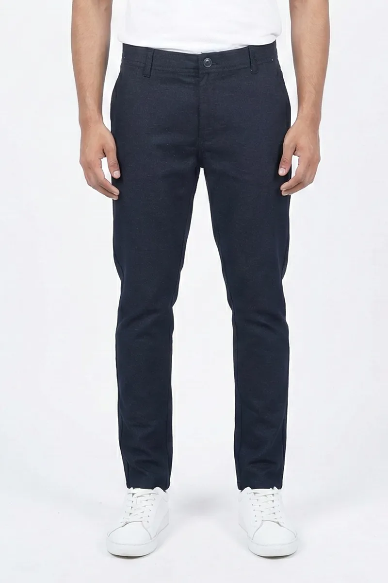 Men's Cotton Blend Regular Fit Soild Trousers CLMT25NAV36