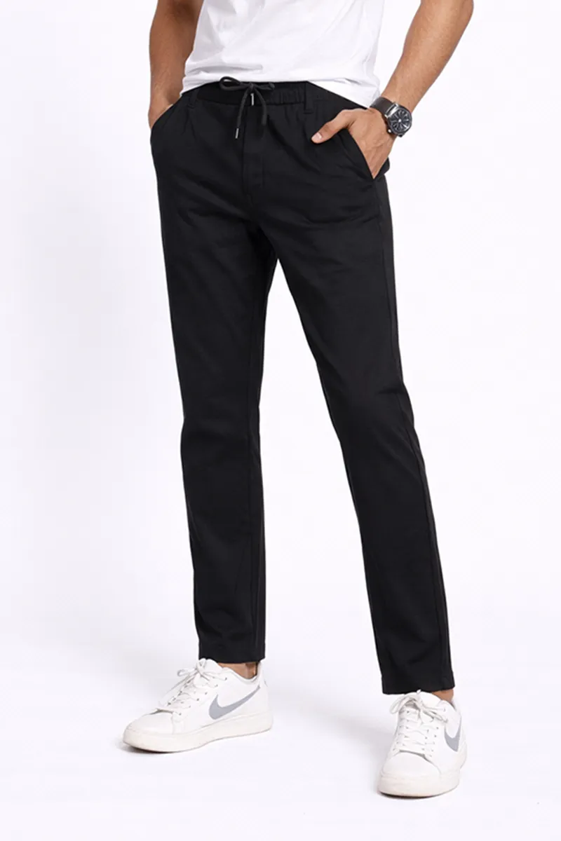 Men's Cotton Blend Regular Fit Soild Trousers CLMT26BLA36