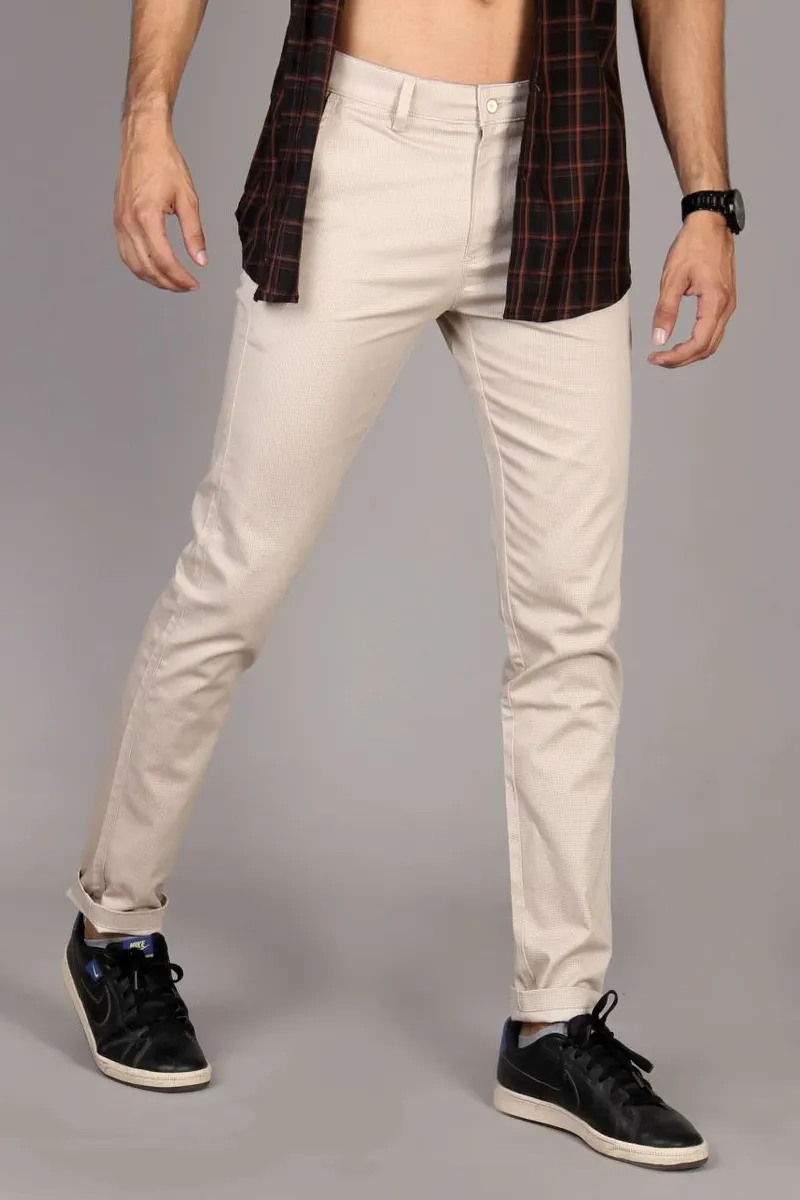 Men's Cotton Printed Stain Proof 2 Way Stretch Trousers