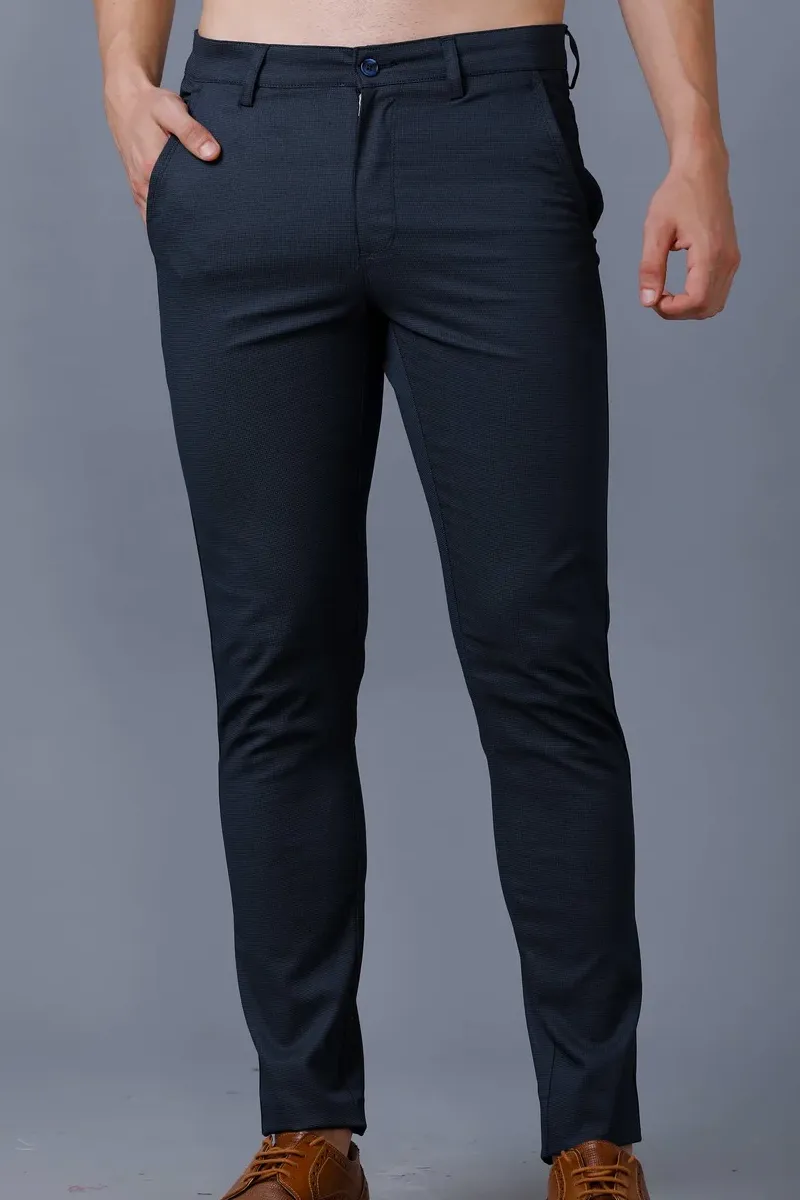 Men's Cotton Printed Stain Proof 2 Way Stretch Trousers