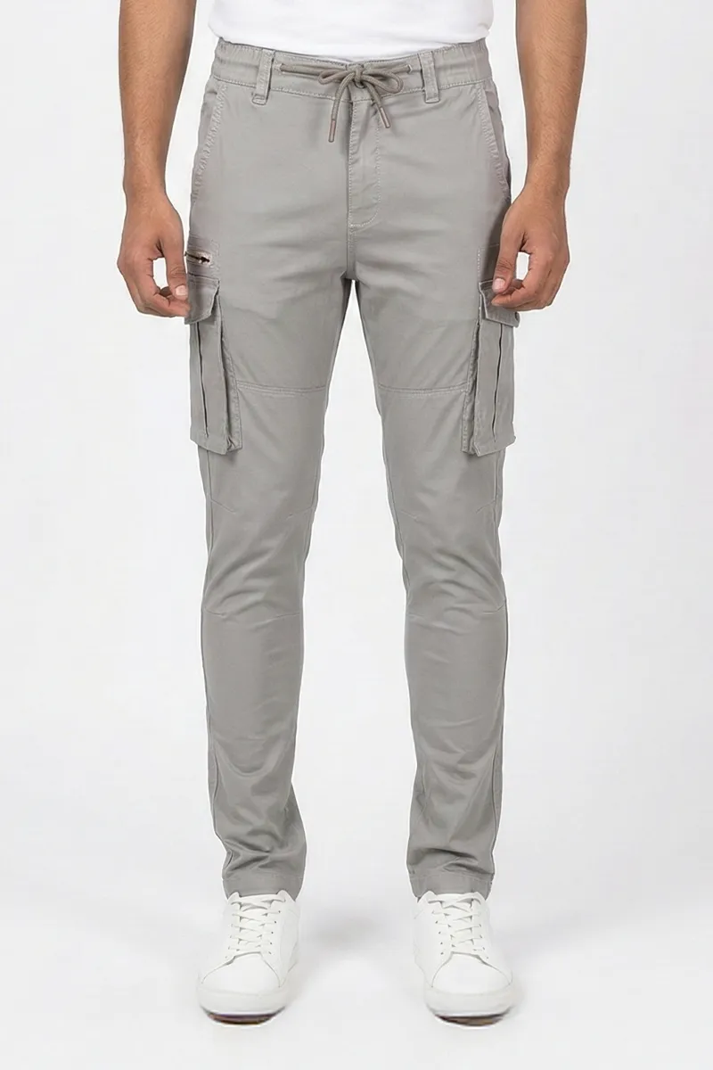 Cotton Blend Regular Fit Cargo Trousers for Men