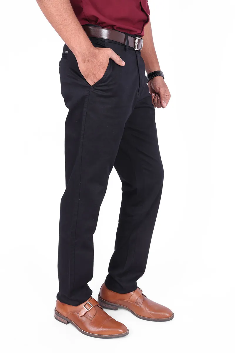 Cotton Blend Slim Fit Trousers for Men CLMTR02BLA32 Venfield