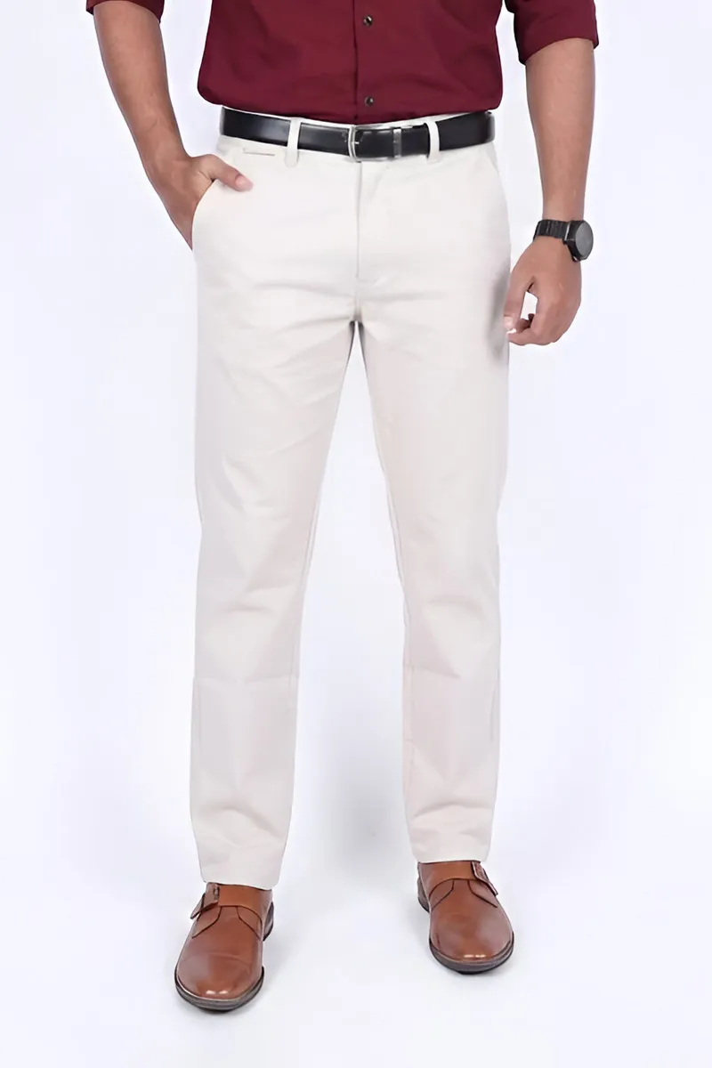 Cotton Blend Slim Fit Trousers for Men