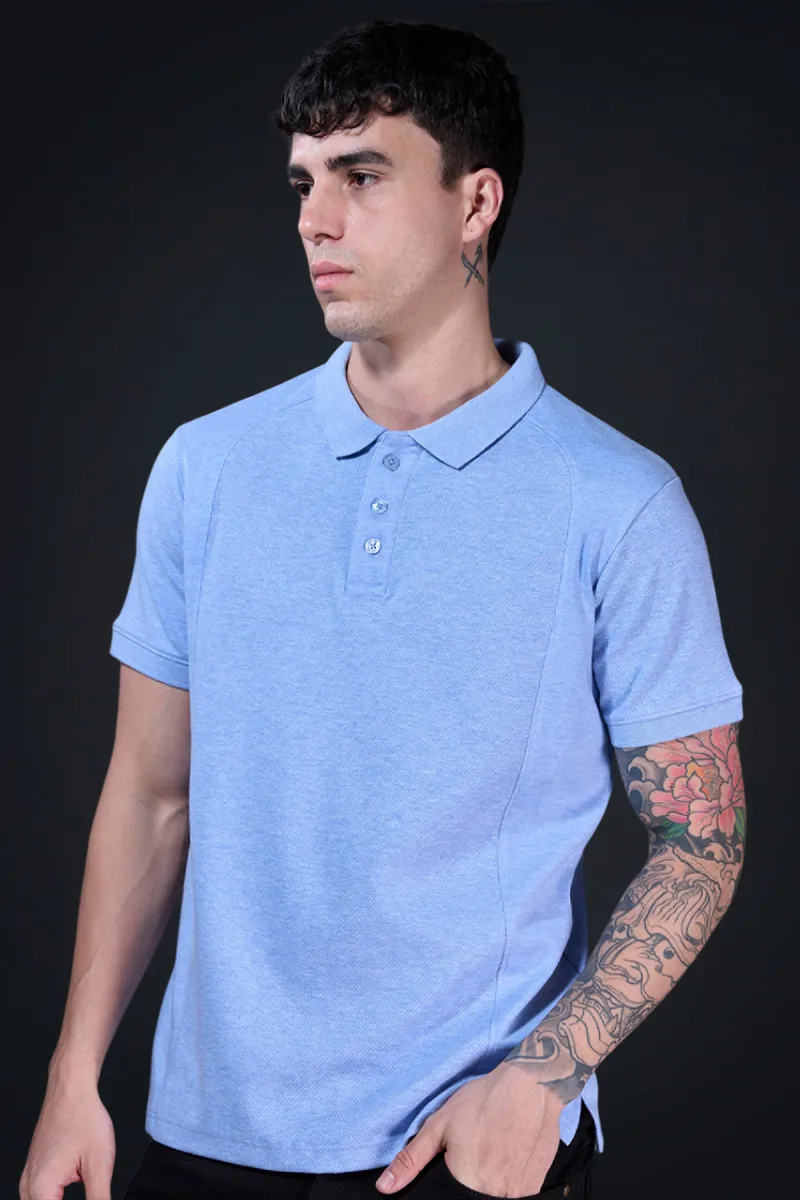Men's Cotton Textured Casual T-shirt CLMTS11BLU40 Baeficker
