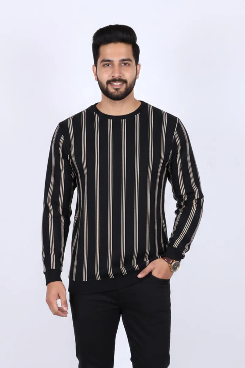 Men's Cotton Blend Round Neck Casual T-shirt CLMTS14BLA36