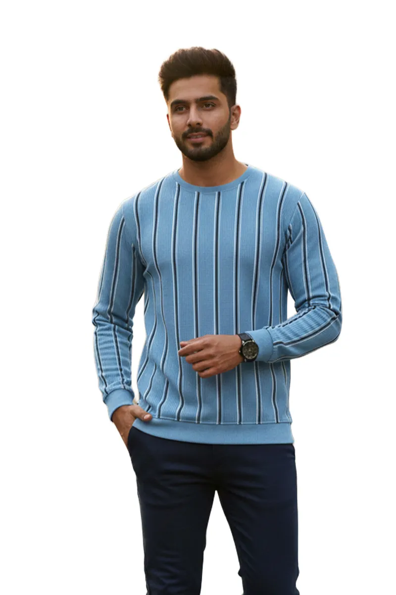 Men's Cotton Blend Round Neck Casual T-shirt CLMTS14BLU42