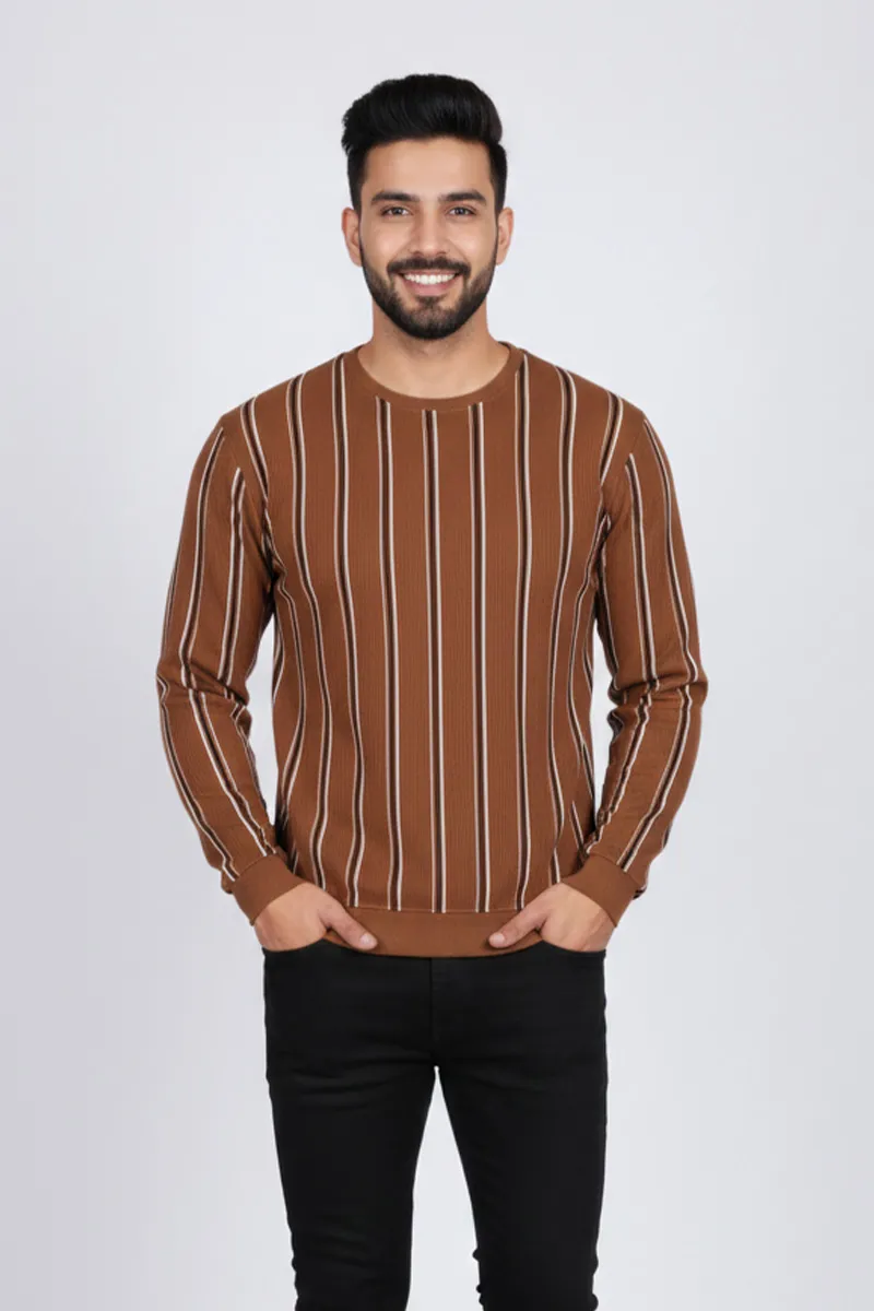 Men's Cotton Blend Round Neck Casual T-shirt CLMTS14BRO38