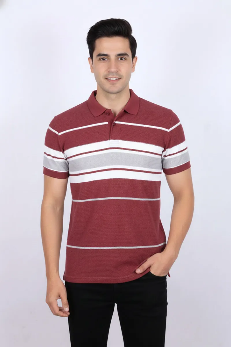 Men's Cotton Blend Polo Neck Casual T-shirt CLMTS19MAR38