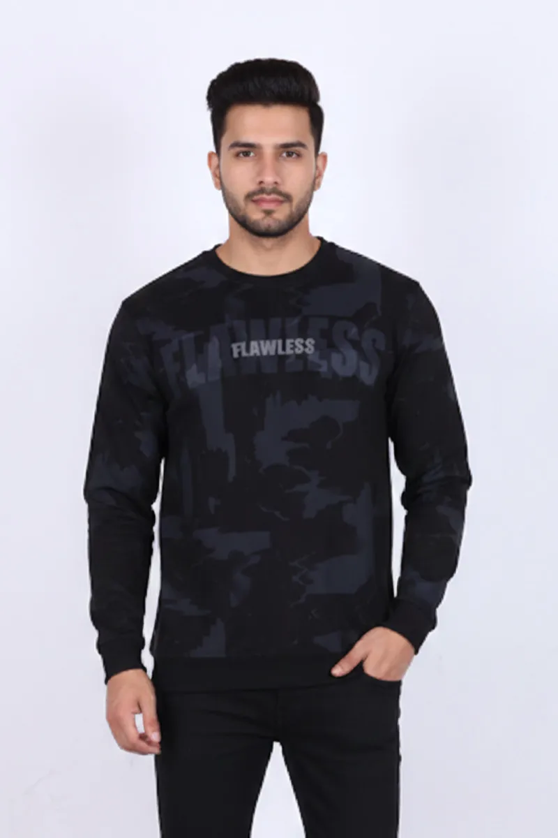 Men's Cotton Blend Self Design Casual T-shirt CLMTS24BLAM