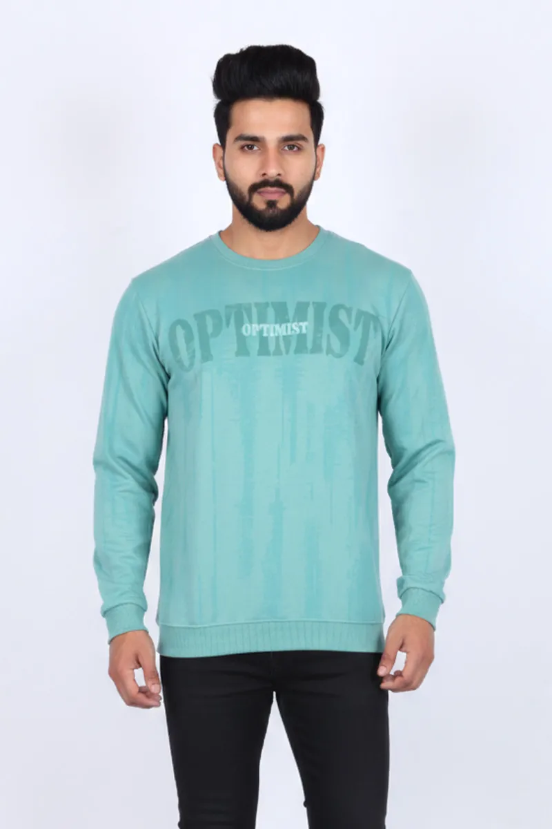 Men's Cotton Blend Self Design Casual T-shirt CLMTS25GREL