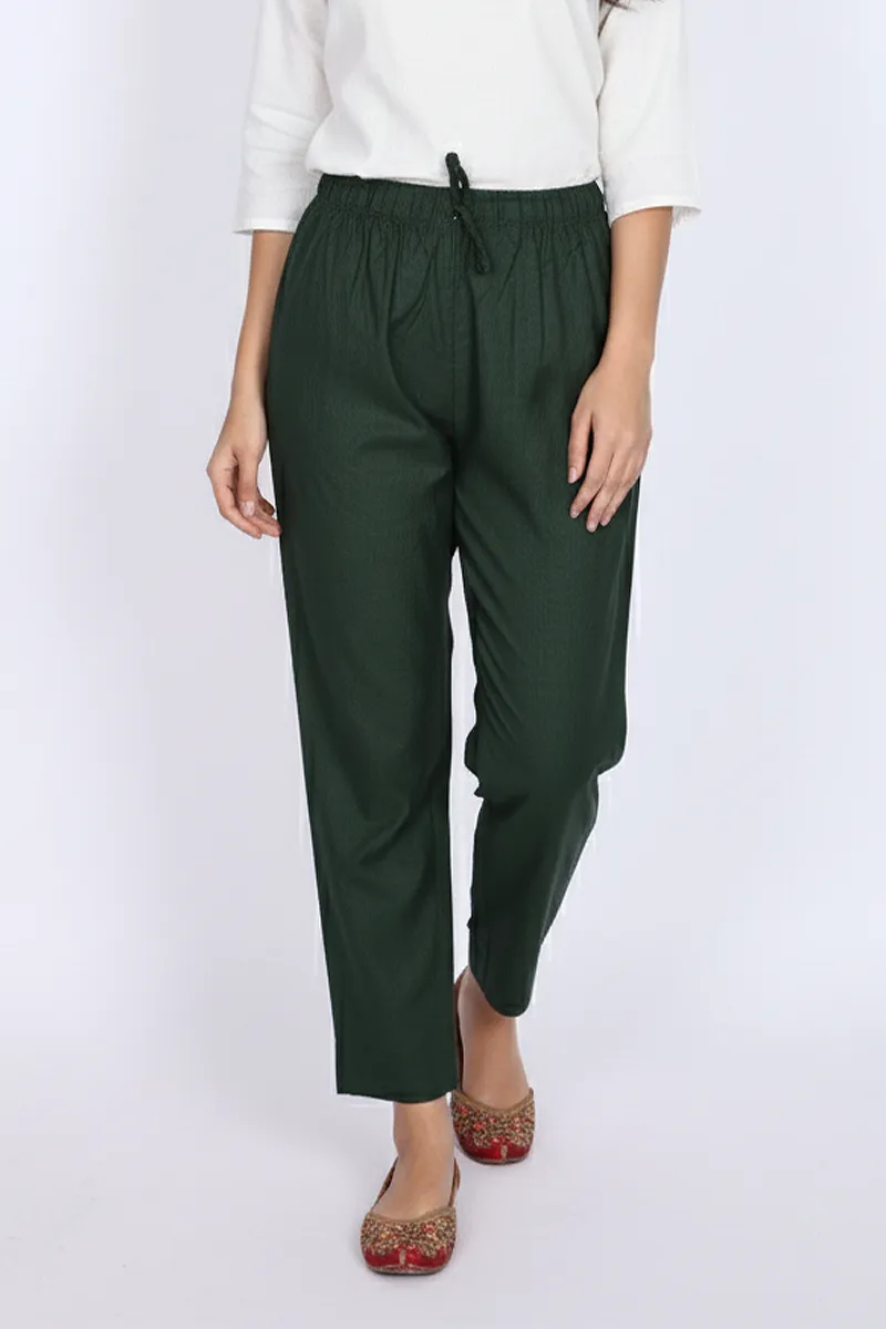 Cotton Blend Solid Palazzo for Women CLW00094GRE3XL