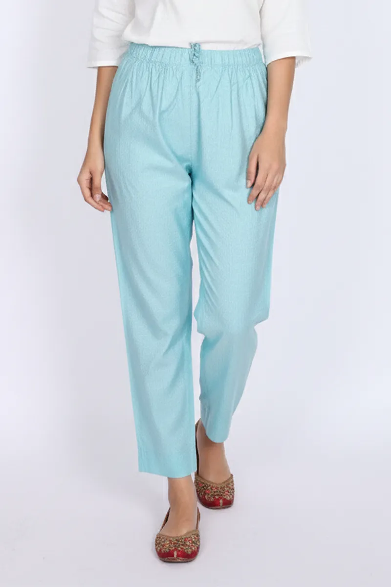 Cotton Blend Solid Palazzo for Women CLW00094SKYBLUXL