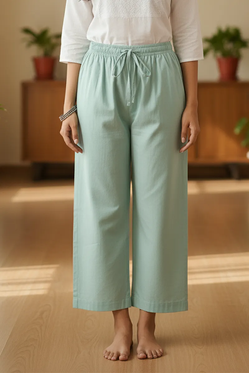 Cotton Solid Palazzo for Women CLW00098GRE3XL