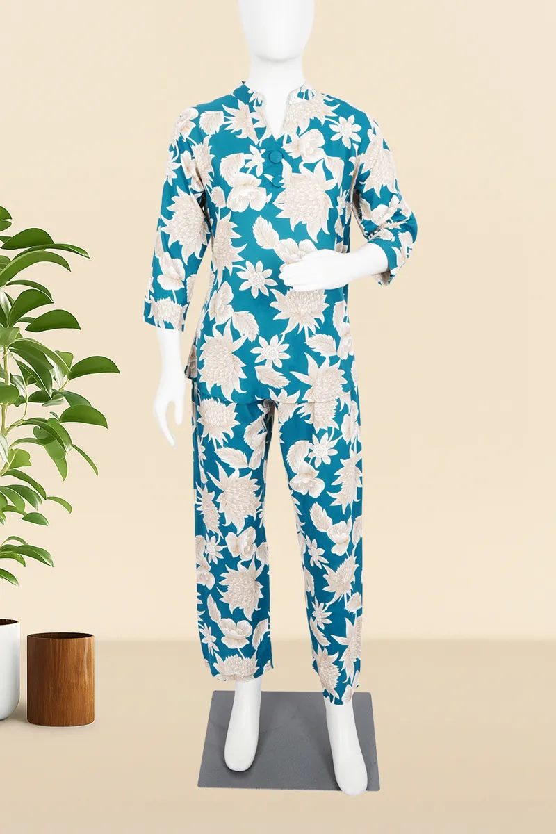 Cotton Blend Floral Printed Co-ord Set for Women 