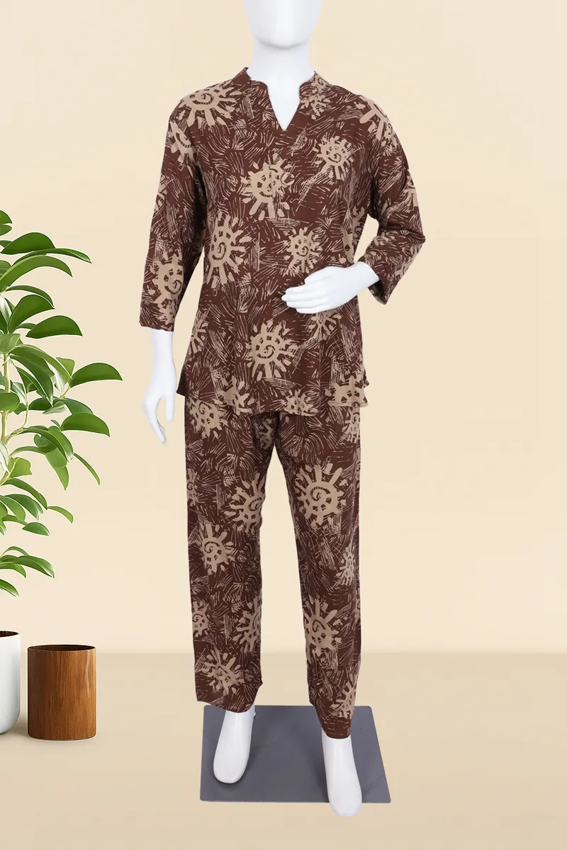 Cotton Blend Abstract Printed Co-ord Set for Women 