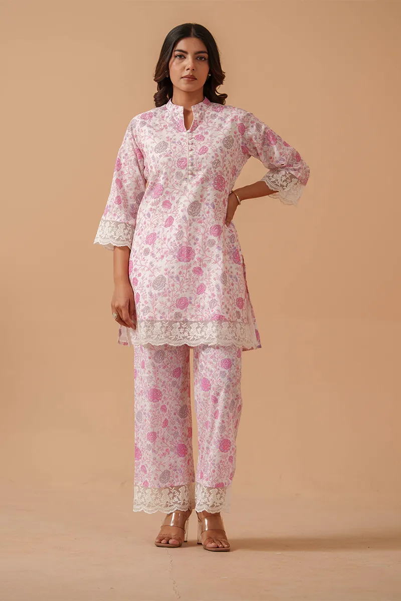 Cotton Floral Printed Co-ord Set for Women CLW00130PINM