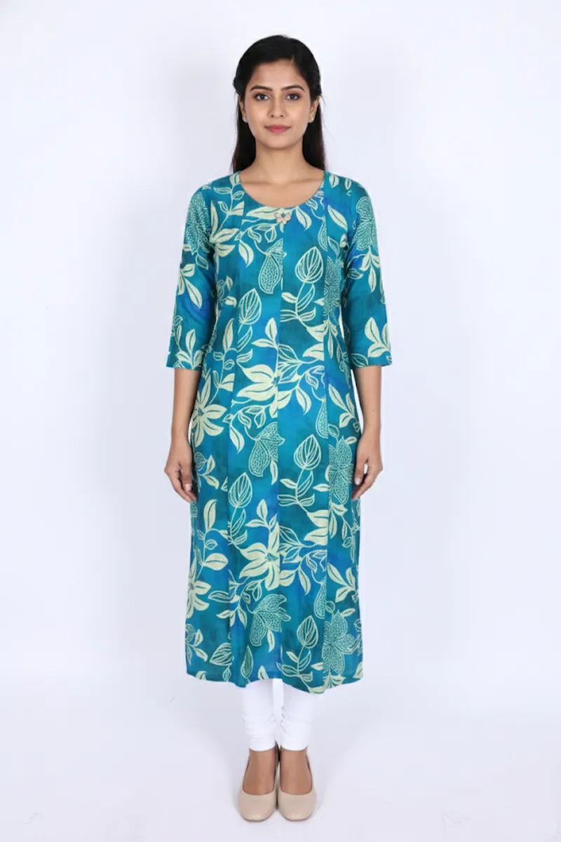 Rayon Botanical Printed Kurti for Women 