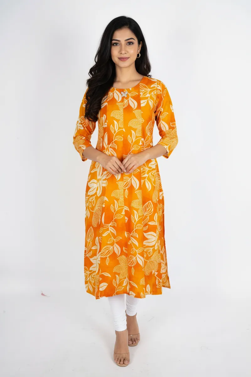 Rayon Botanical Printed Kurti for Women 