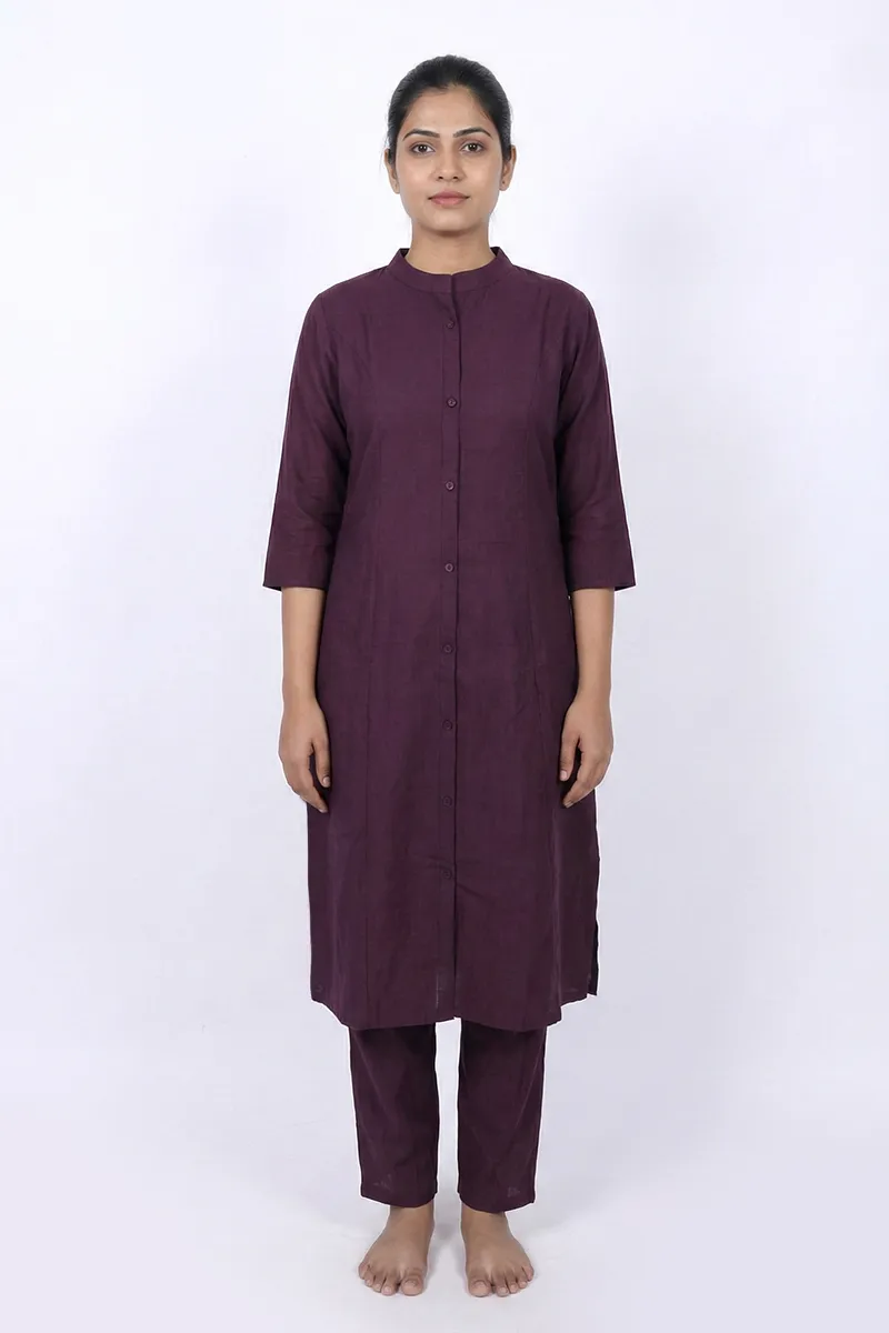 Rayon Solid Kurti with Pant Set for Women CLW00187BURXL