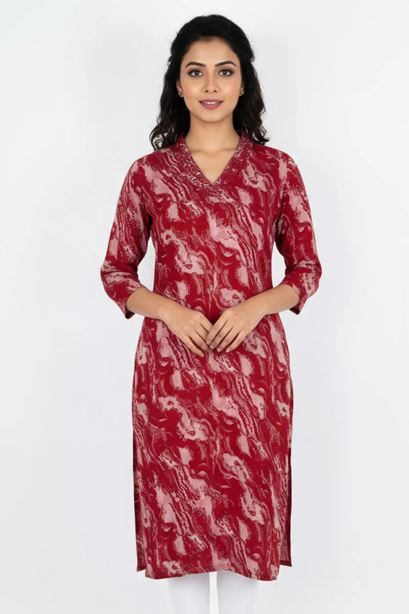 Rayon Abstract Printed Kuti for Women CLW00191MARL