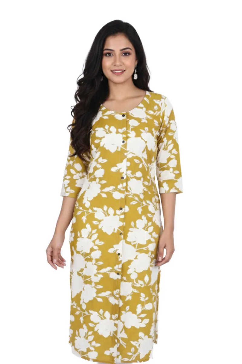Rayon Floral Printed Kurti for Women 